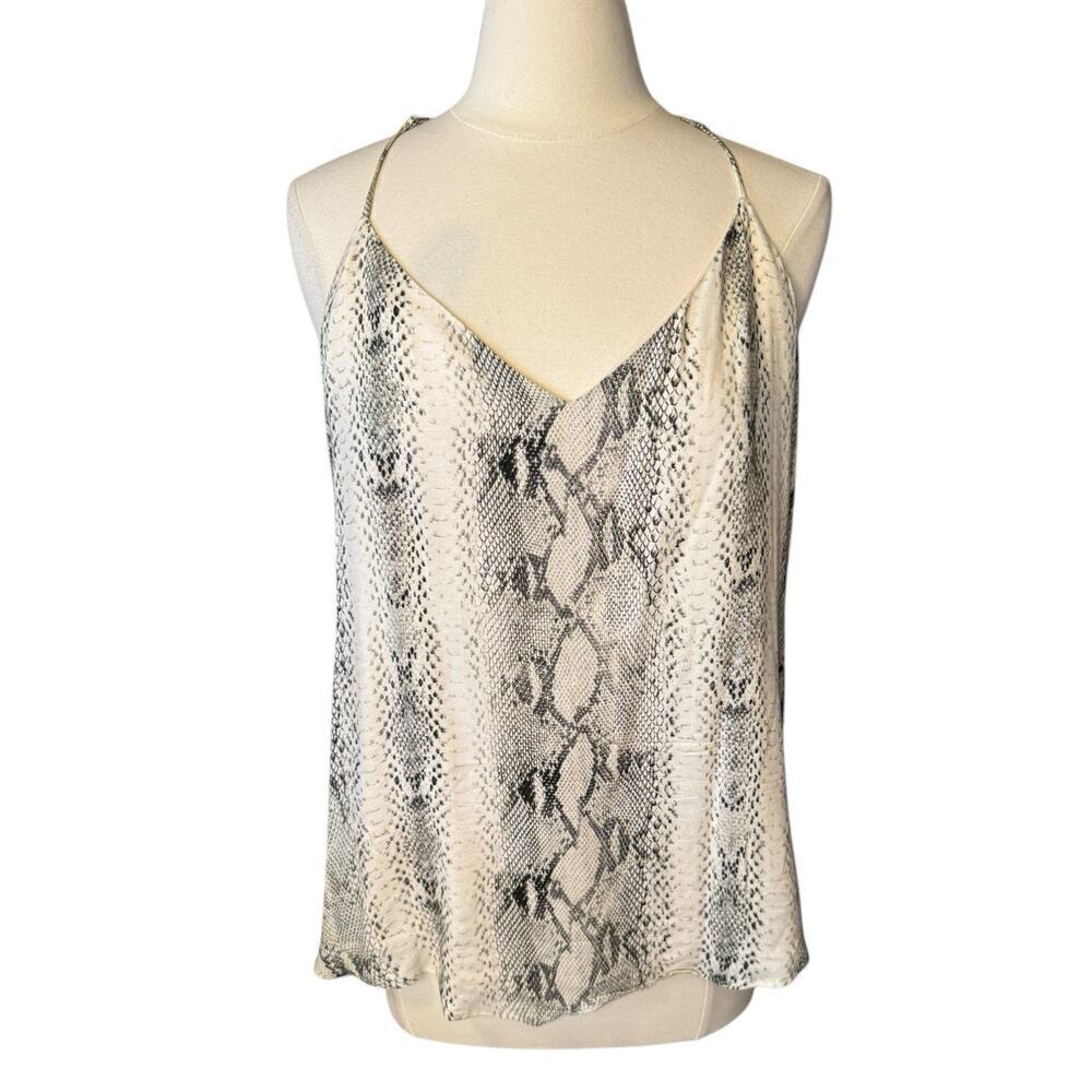 Lavender Brown Snake Printed Cami Size XL V Neck Shell Neutral Brown Cream